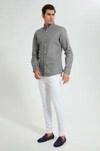 Redtag-Grey-Printed-Oxford-Shirt-Casual-Shirts-Men's-