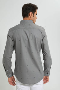 Redtag-Grey-Printed-Oxford-Shirt-Casual-Shirts-Men's-