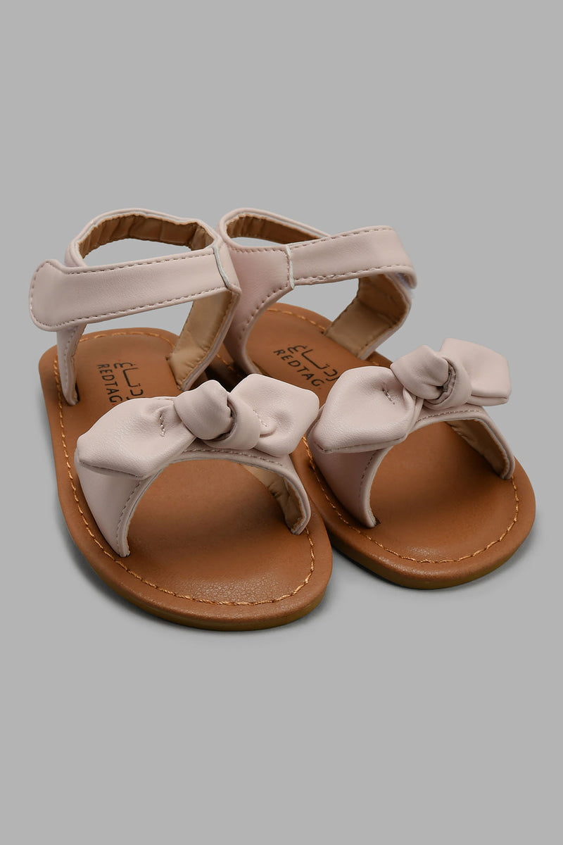 Redtag-Beige-Bow-Detail-Sandal-Sandals-Girls-3 to 5 Years