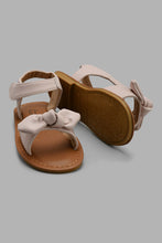 Load image into Gallery viewer, Redtag-Beige-Bow-Detail-Sandal-Sandals-Girls-3 to 5 Years
