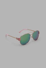 Load image into Gallery viewer, Redtag-Aviator-Floral-Embellished-Frame-Sunglasses-Aviator-Girls-
