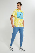 Load image into Gallery viewer, Redtag-Yellow-Tie-&amp;-Dye-With-Chest-Print-T-Shirt-All-Over-Prints-Men&#39;s-
