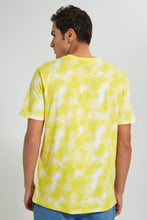 Load image into Gallery viewer, Redtag-Yellow-Tie-&amp;-Dye-With-Chest-Print-T-Shirt-All-Over-Prints-Men&#39;s-
