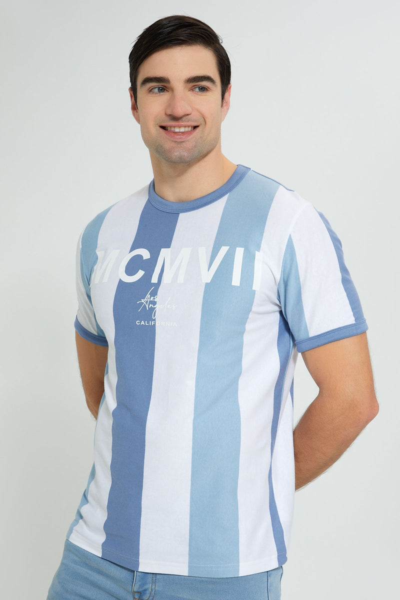 Redtag-White-Blue-Stripe-T-Shirt-Striped-Men's-