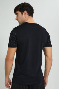 Redtag-Black-T-Shirt-With-Hd-Print-Graphic-Prints-Men's-0