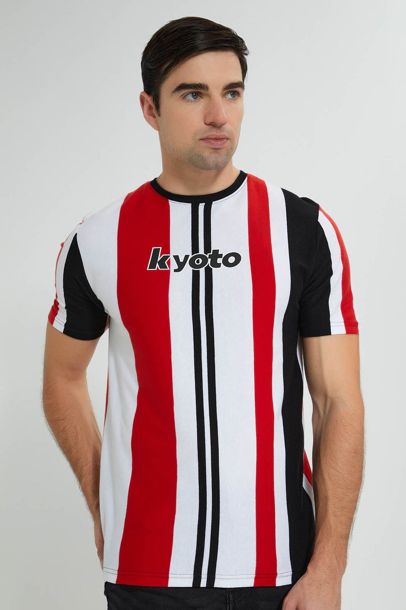Redtag-White-Red-Black-T-Shirt-Plain-Men's-