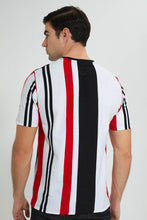 تنزيل الصورة على معرض الصور، Redtag-White-Red-Black-T-Shirt-Plain-Men&#39;s-
