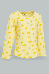 Redtag-Yellow-L/S-Graphic-T-Shirt-Graphic-Prints-Infant-Girls-3 to 24 Months