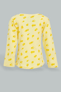 Redtag-Yellow-L/S-Graphic-T-Shirt-Graphic-Prints-Infant-Girls-3 to 24 Months