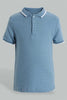 Redtag-Blue-Ottoman-Short-Sleeve-Polo-Shirt-Polo-Shirts-Boys-2 to 8 Years