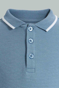 Redtag-Blue-Ottoman-Short-Sleeve-Polo-Shirt-Polo-Shirts-Boys-2 to 8 Years
