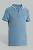 Redtag-Blue-Ottoman-Short-Sleeve-Polo-Shirt-Polo-Shirts-Boys-2 to 8 Years