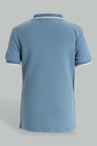 Redtag-Blue-Ottoman-Short-Sleeve-Polo-Shirt-Polo-Shirts-Boys-2 to 8 Years
