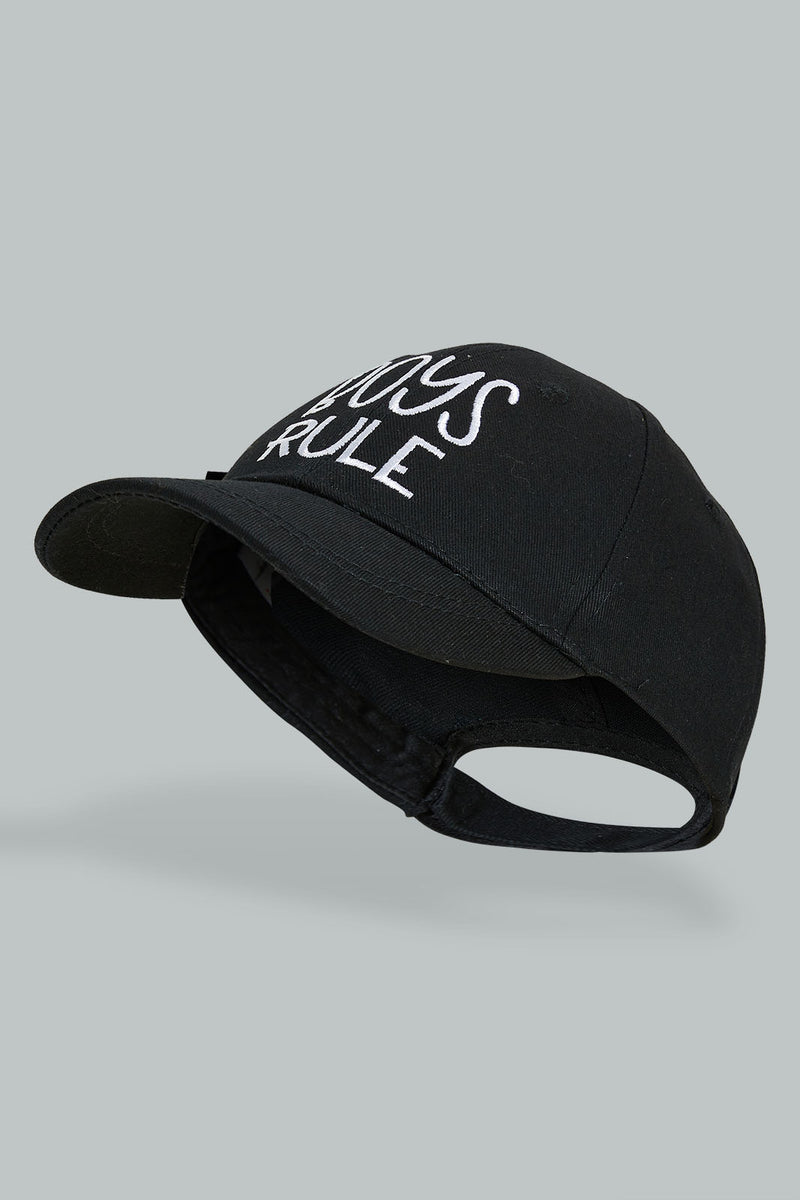 Redtag-Black-Embroidered-Cap-Caps-Boys-