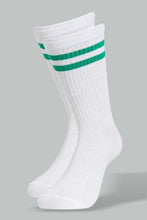 Load image into Gallery viewer, White Stripe Calf-Length Socks For Men (Pack of 3)
