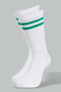 White Stripe Calf-Length Socks For Men (Pack of 3)