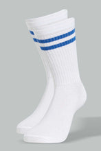 Load image into Gallery viewer, White Stripe Calf-Length Socks For Men (Pack of 3)
