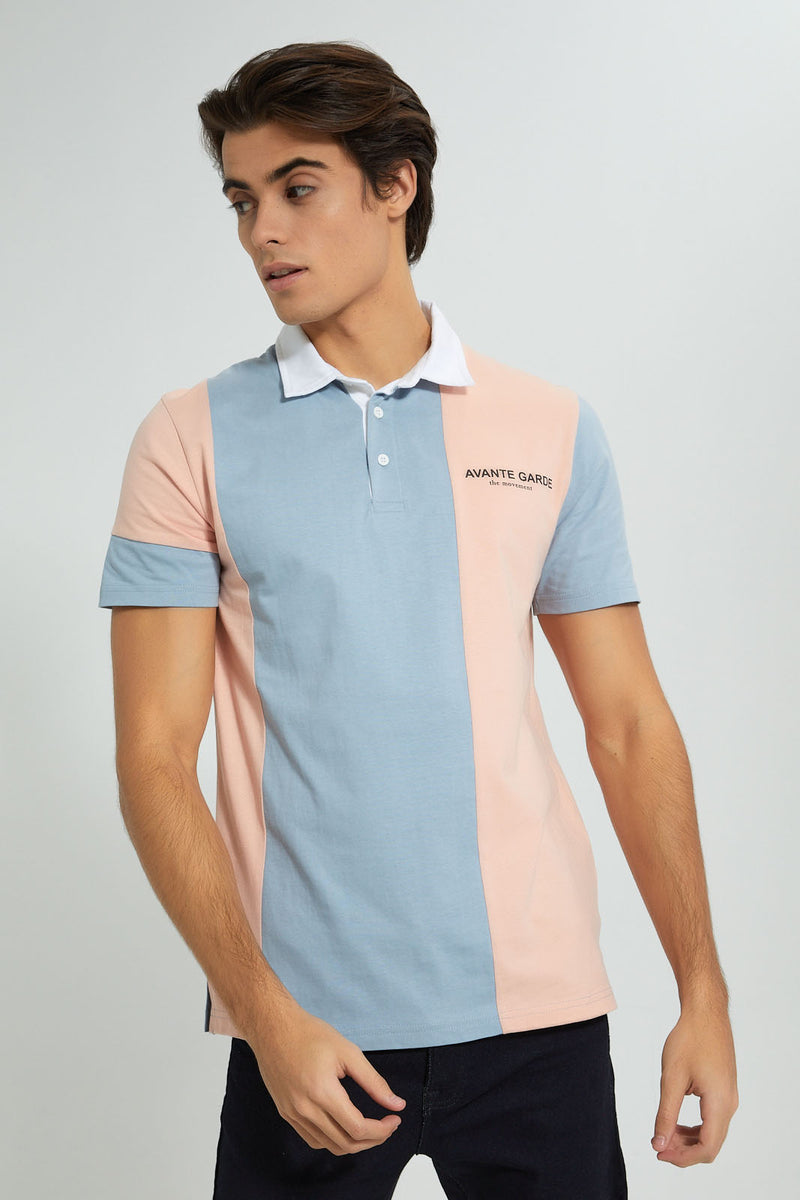 Pink And Blue Striped Polo Shirt