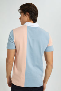 Pink And Blue Striped Polo Shirt