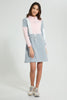 Redtag-Grey/Pink/White-Colorblocking-Dress-Dresses-Senior-Girls-9 to 14 Years
