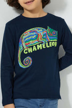 Load image into Gallery viewer, Redtag-Navy-Chameleon-Tshirt-All-Over-Prints-Boys-2 to 8 Years
