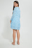 Redtag-White/Blue-Floral-L/S-Tiered-Knitted-Dress-Dresses-Senior-Girls-9 to 14 Years