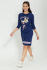 Redtag-Navy-Peanuts-Dress-Dresses-Senior-Girls-9 to 14 Years