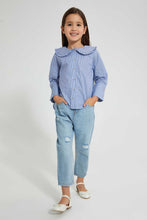 تنزيل الصورة على معرض الصور، Redtag-Striped-Wide-Collar-Blouse-Blouses-Girls-2 to 8 Years
