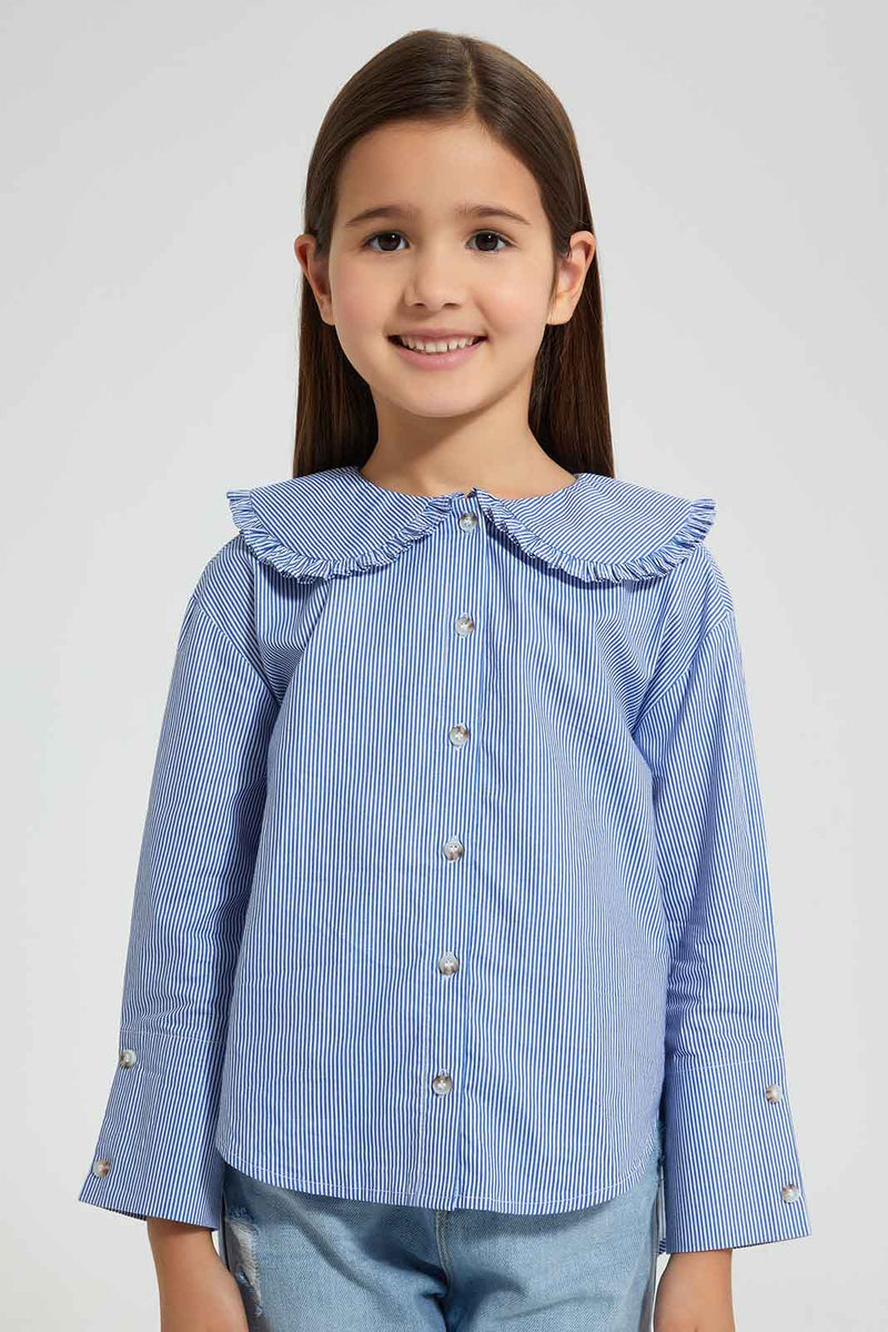 Redtag-Striped-Wide-Collar-Blouse-Blouses-Girls-2 to 8 Years