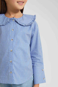 Redtag-Striped-Wide-Collar-Blouse-Blouses-Girls-2 to 8 Years