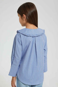 Redtag-Striped-Wide-Collar-Blouse-Blouses-Girls-2 to 8 Years