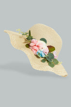 Load image into Gallery viewer, Redtag-Beige-Floral-Embellished-Hat-Hats-Women-
