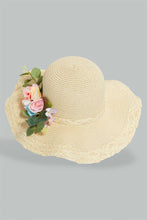 Load image into Gallery viewer, Redtag-Beige-Floral-Embellished-Hat-Hats-Women-
