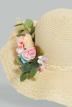 Load image into Gallery viewer, Redtag-Beige-Floral-Embellished-Hat-Hats-Women-
