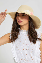 Load image into Gallery viewer, Beige Floral Embellished Hat
