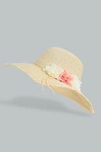 Load image into Gallery viewer, Redtag-Beige-Floral-Embellished-Hat-Hats-Women-
