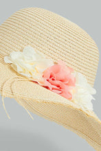 Load image into Gallery viewer, Redtag-Beige-Floral-Embellished-Hat-Hats-Women-
