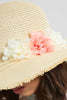 Beige Floral Embellished Hat