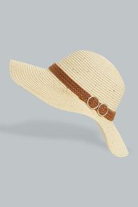 Redtag-Beige-Metal-Hardware-Embellished-Hat-Hats-Women-