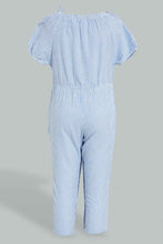 Load image into Gallery viewer, Redtag-Blue-Long-Sleeve-Ruffle-Shoulder-Playsuit-Colour:Blue,-Filter:Infant-Girls-(3-to-24-Mths),-Infant-Girls-Jumpsuits,-New-In,-New-In-ING,-Non-Sale,-S22B,-Section:Kidswear-Infant-Girls-3 to 24 Months
