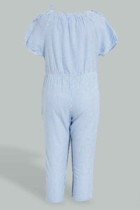 Redtag-Blue-Long-Sleeve-Ruffle-Shoulder-Playsuit-Colour:Blue,-Filter:Infant-Girls-(3-to-24-Mths),-Infant-Girls-Jumpsuits,-New-In,-New-In-ING,-Non-Sale,-S22B,-Section:Kidswear-Infant-Girls-3 to 24 Months