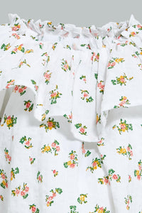 Redtag-White-L/S-Top-With-Frill-On-Chest-Blouses-Infant-Girls-3 to 24 Months