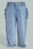 Redtag-Light-Wash-Mom-Denim-With-Frill-Details-At-Back-Jeans-Regular-Fit-Infant-Girls-3 to 24 Months