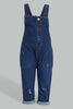 Redtag-Denim-Pocket-Detailed-Dungaree-With-T-Shirt-Shirt-Jumpsuits-Infant-Girls-3 to 24 Months