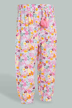 Load image into Gallery viewer, Redtag-Pink-Multi-Colour-Printed-Harem-Trousers-Infant-Girls-3 to 24 Months
