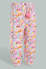 Redtag-Pink-Multi-Colour-Printed-Harem-Trousers-Infant-Girls-3 to 24 Months