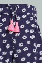 تنزيل الصورة على معرض الصور، Redtag-Navy-Multi-Colour-Printed-Harem-Trousers-Infant-Girls-3 to 24 Months
