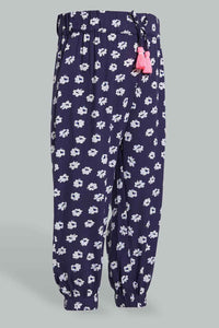 Redtag-Navy-Multi-Colour-Printed-Harem-Trousers-Infant-Girls-3 to 24 Months