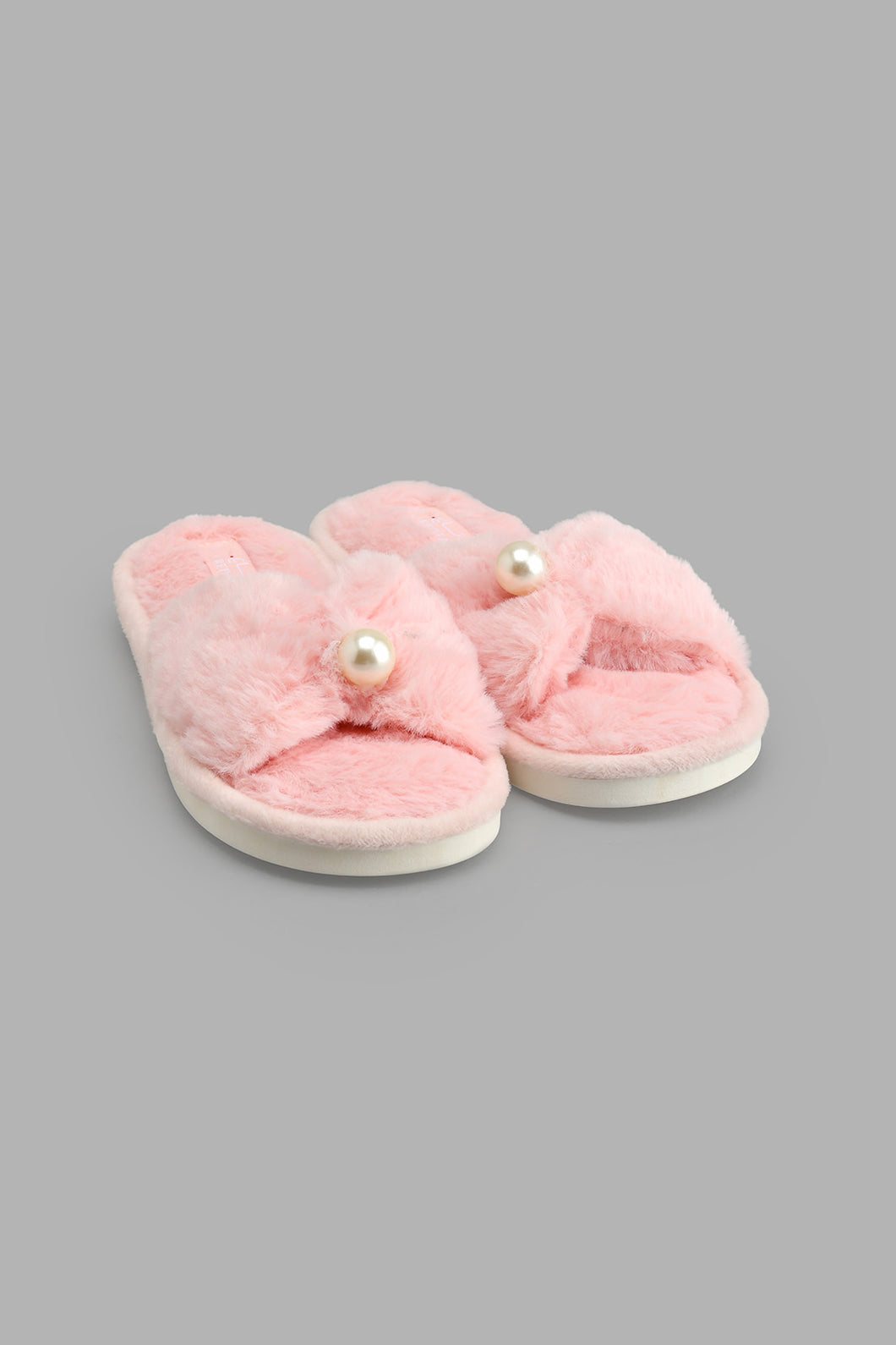 Redtag-Pale-Pink-Pearl-Trim-Slide-Colour:Pink,-Filter:Girls-Footwear-(5-to-14-Yrs),-GSR-Slippers,-New-In,-New-In-GSR-FOO,-Non-Sale,-S22B,-Section:Kidswear-Senior-Girls-5 to 14 Years