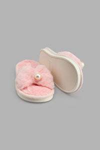 Redtag-Pale-Pink-Pearl-Trim-Slide-Colour:Pink,-Filter:Girls-Footwear-(5-to-14-Yrs),-GSR-Slippers,-New-In,-New-In-GSR-FOO,-Non-Sale,-S22B,-Section:Kidswear-Senior-Girls-5 to 14 Years